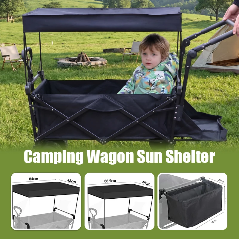 Waterproof Removable Wagon Cart Sunshade Canopy Outdoor Camping Picnic Pull Trolley Roof Awning Cover for Kids Camping Travel