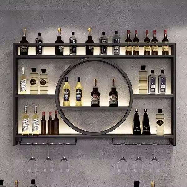 Simple style wall-mounted wine rack, suitable for family pub restaurants, for displaying and storing alcohol