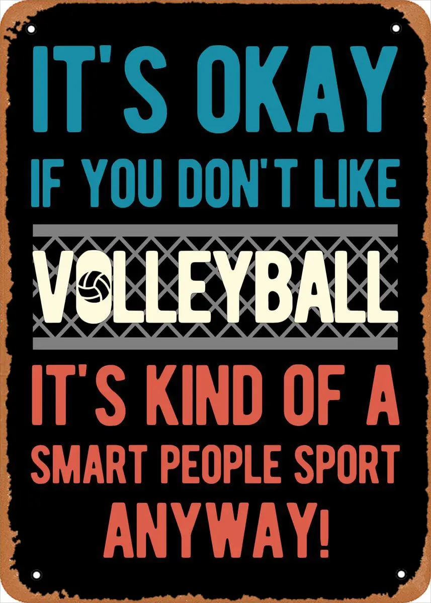 Funny Volleyball Saying Metal Tin Sign 8 x 12 in Misc Sports Vintage Poster Man Cave Decorative sign