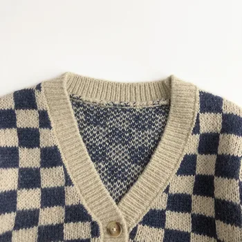Kids Plaid Cotton Cardigan 4 2024 Spring Autumn Children Knitted Plaid Sweater Boy Baby Knit Cardigans Toddler Girl Casual Long Sleeve Coat Kid Cotton Jacket 4