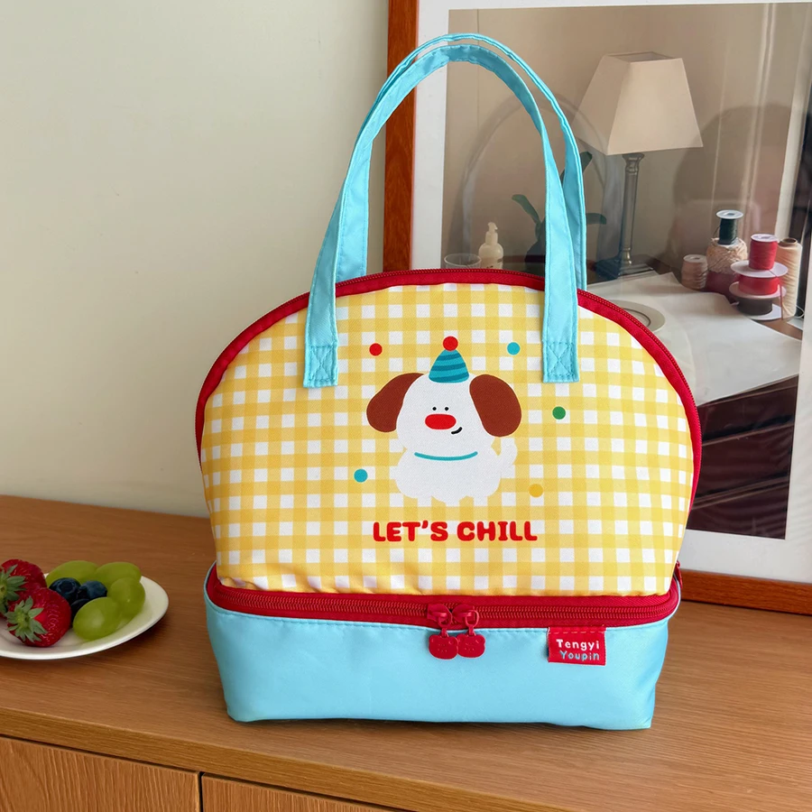 Borsa termica per il pranzo a doppio strato Borsa per pendolari portatile resistente all'olio impermeabile di grande capacità per studenti e di