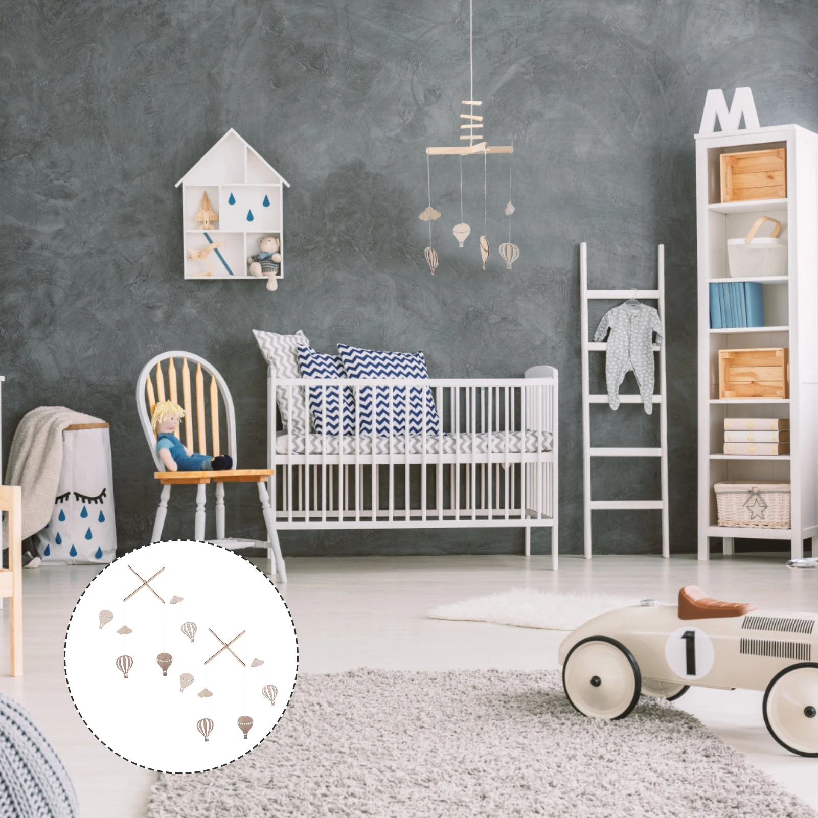 

2Pcs Hot Air Balloon Wooden Wind Chimes Baby Room Decor NonFading LongLasting Kids Pendants Stroller Ornaments Sleep Companion