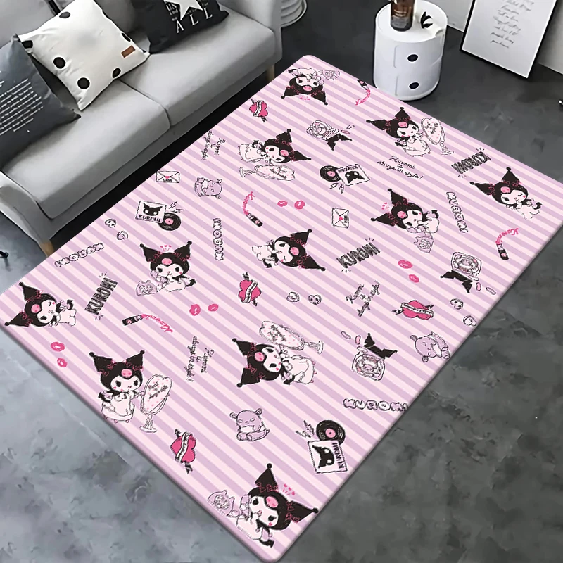 Sanrio Kuromi Cartoon HD Printed Carpet .Living Room Bedroom Entrance Door Mat ,Sofa,kitchen,Home Decoration Carpet. Picnic Rug