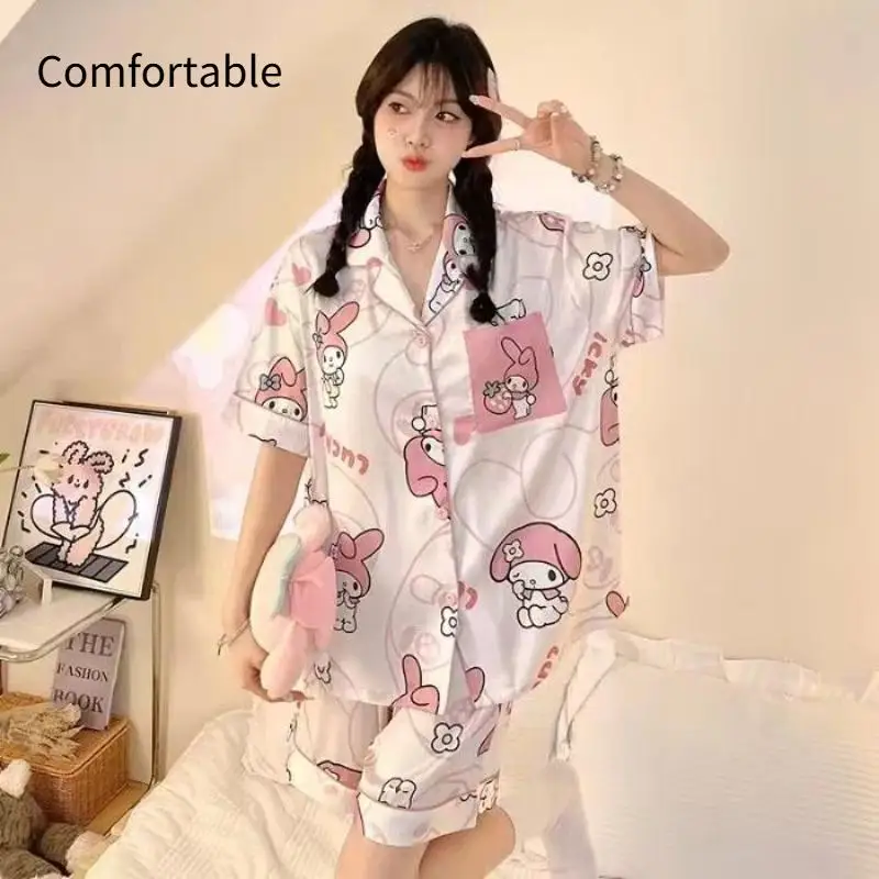 مجموعة بيجامات سانريو للفتيات ماي ميلودي كاواي صيفية مريحة كاجوال قابلة للتنفس فضفاضة كرتونية للطلاب هدية لصديقتك #3