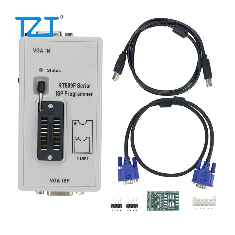 

TZT RT809F Standard Serial ISP Programmer USB Programmer Smart Read-Write Program LCD Programmer/w/ 11 Socket Adapters