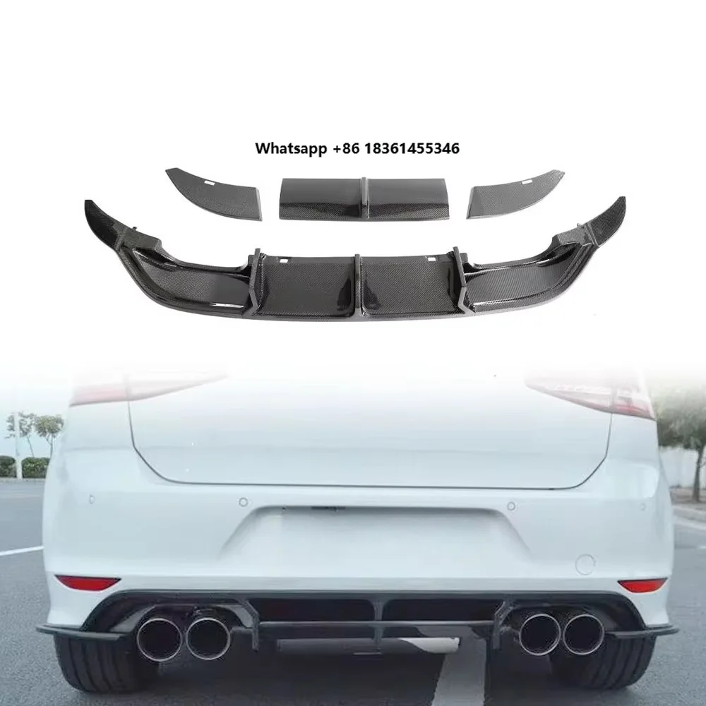 

For GOLF 7 VII MK7 R R-LINE 2014 - 2017 Carbon Fiber Rear Bumper Diffuser Lip