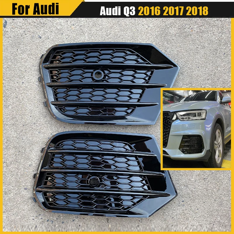 

Front Fog Light Grille For Audi Q3 2016 2017 2018 Lamp Cover Frame Trim Protector Exterior Cover Car Accessorie Auto Parts