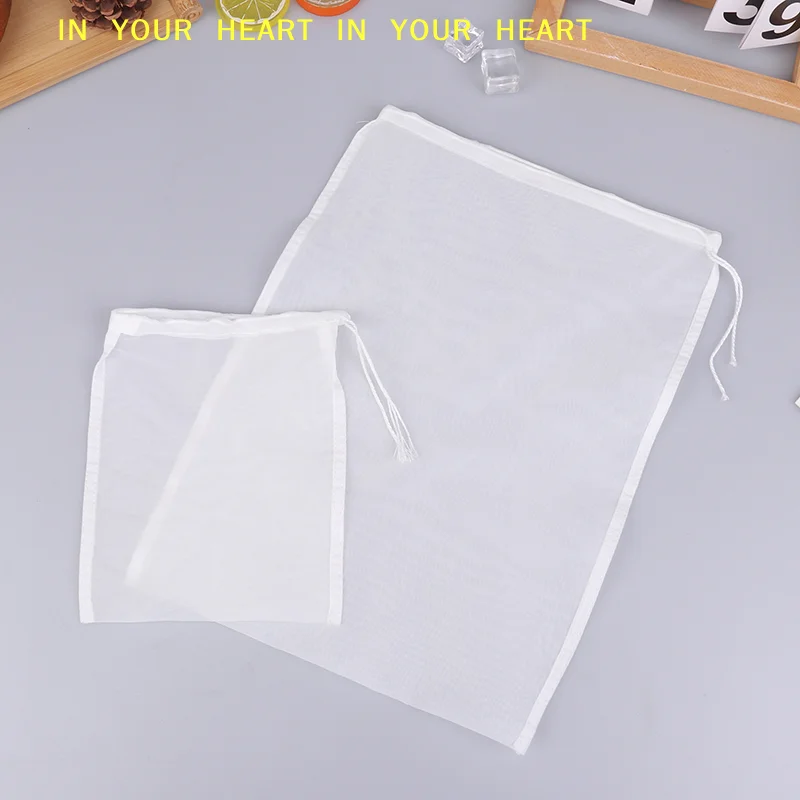 Soy Milk Filter Bags 100 Mesh Fine Filter Bag Reusable Juice Coffee Soy Milk Drawstring Filter Bags Home Kitchen Food Strainers