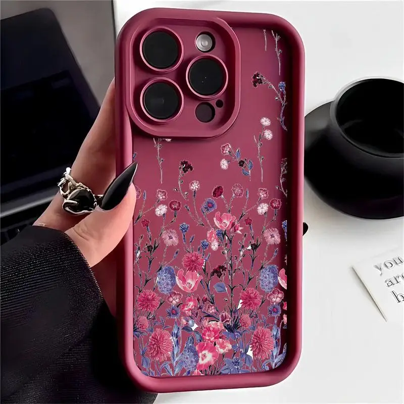 Luxury INS Flower Case for Samsung Galaxy A54 A34 A53 A52 A12 A14 A15 A25 A23 A24 A51 A32 A04 A05 A05 Floral Silicone Soft Cover image 4