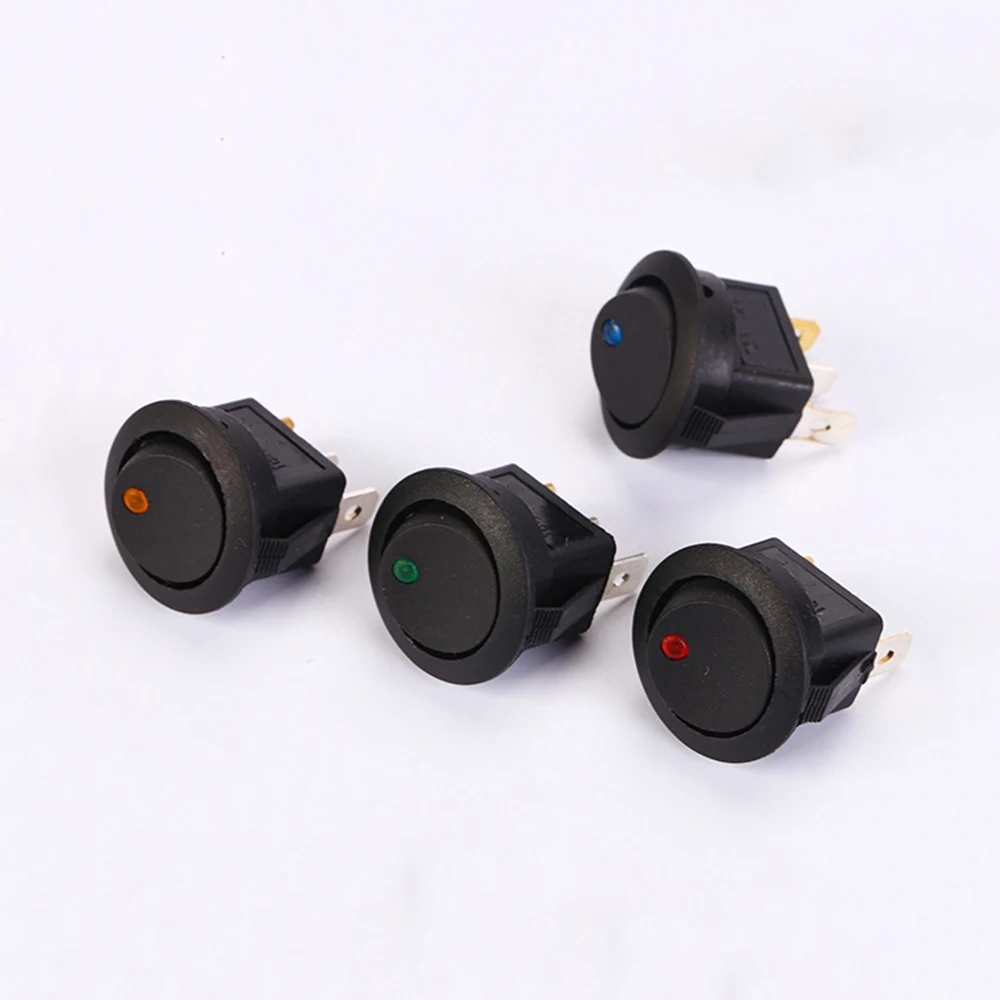 24V 12V SPST Switch LED Dot Light Car Boat Round Waterproof Rocker Switch ON OFF 2 Position 3 Pins SPST Toggle Switch
