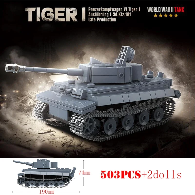 Militaire Tweede Wereldoorlog Duitse Tiger I Zware Tank Bouwstenen WO2 Wapens Panzer Panther Middelgrote Tanks Technische Stenen Kinderspeelgoed