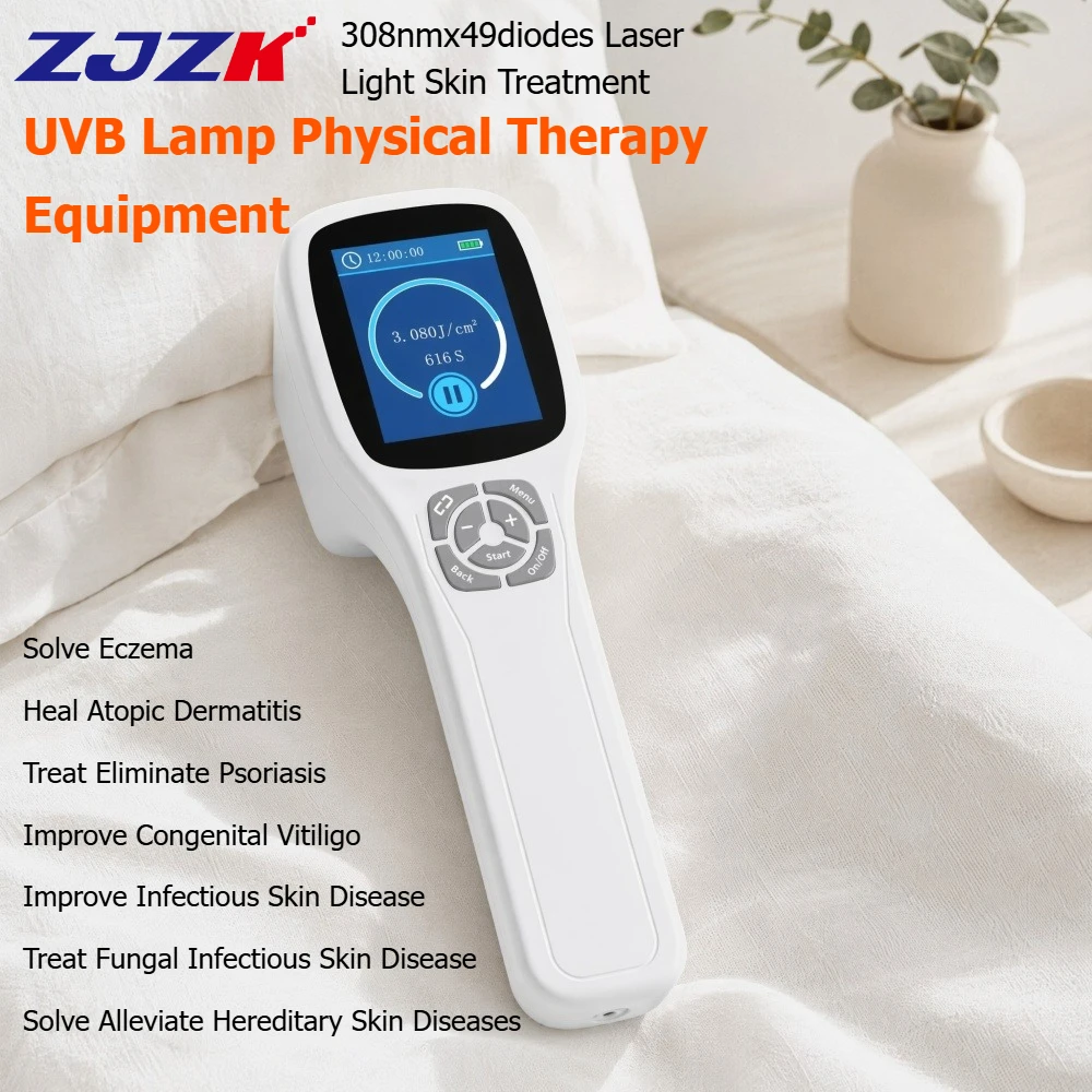 ZJZK 308nm Laser Phototherapy Vitiligo Treatment Device UVB Narrowband Therapy 49Diodes Home Use Psoriasis Equipment for Eczema