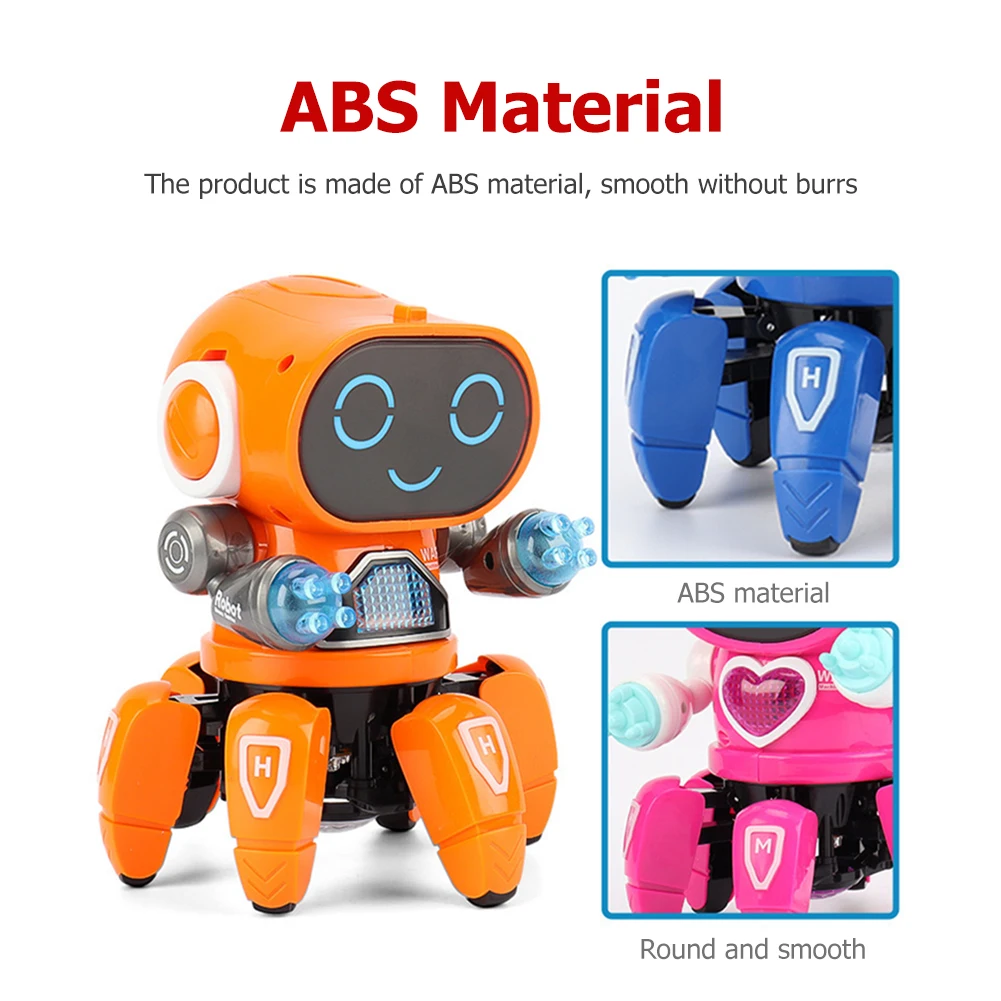 Dance Music 6 Claws Electronic Robot Doll Smooth with Music Light Noisy Rotatable Walking Robot Toy Birthday Gift For Children