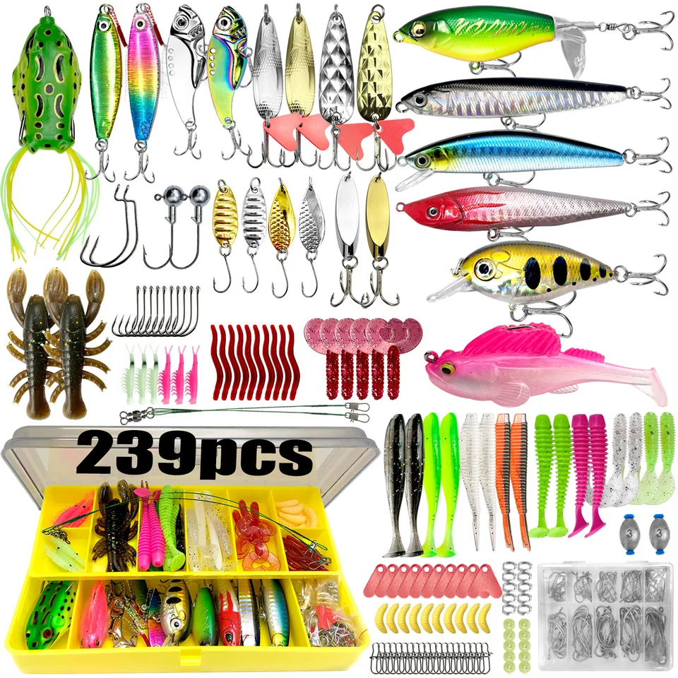 amazon fishing lure sets Fishing 83/133/193/239/409pcs Fishing Lure Kit For Trout/Pike/Bass  Multi-Lure Fishing Set Layered Tackle Pro Gear Tackle Box