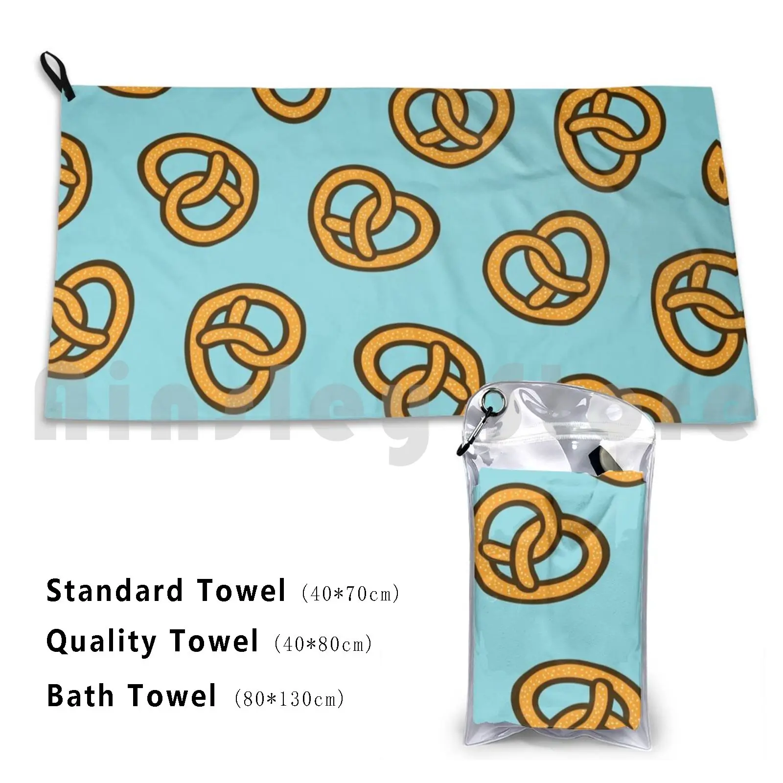 I Heart Pretzels Pattern Beach Towel Quick Dry Quality Towel Pretzel Pretzels Snack Food Foodie Salt Salted Twist