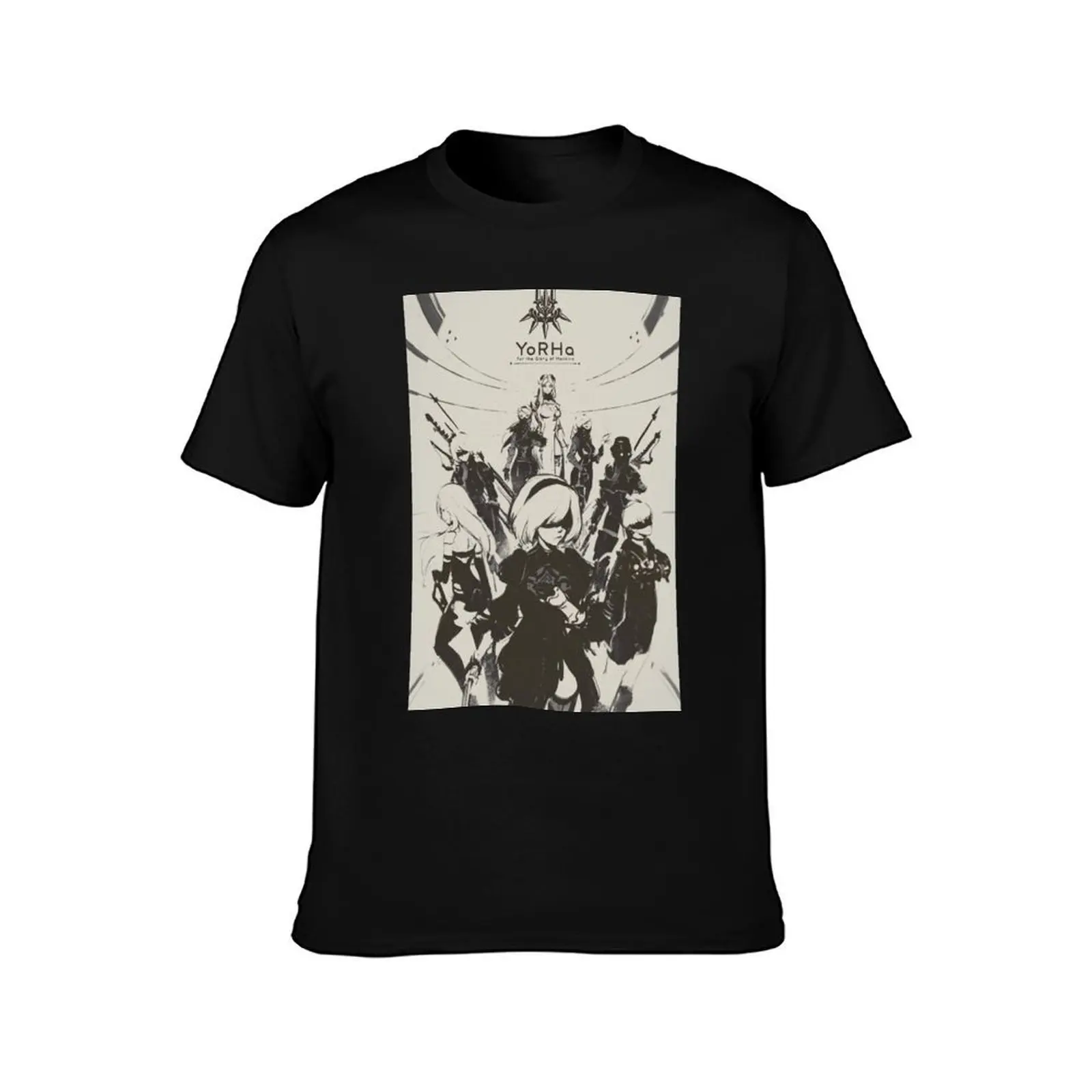 Nier Automata Collage Yorha T-Shirt, Summer Casual Cotton Tee, Oversized Streetwear Tops, Vintage Graphic Print, 100% Cotton