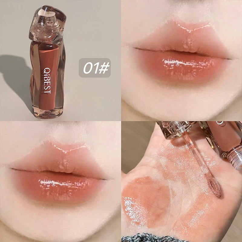 

QIBEST Watery Mirror Lip Glaze Hydrating Lip Glossy Non-Stick Cup Long Lasting Lip Tint Moisturizing Lipgloss Stain Cosmetics