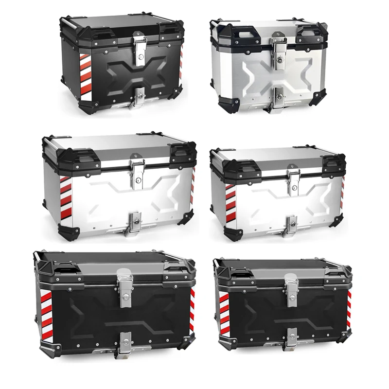 45L/55L/65L Motorcycle Helmet Box Aluminum Top Tail Rear Luggage Storage Tool Cases Lock Trunk For BMW For Kawasaki For Honda