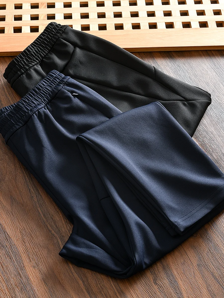 Men's Casual Air Cotton Sweatpants Autumn Season Business Casual Style mid Waist Elastic Fabric Basic Color Long Pants