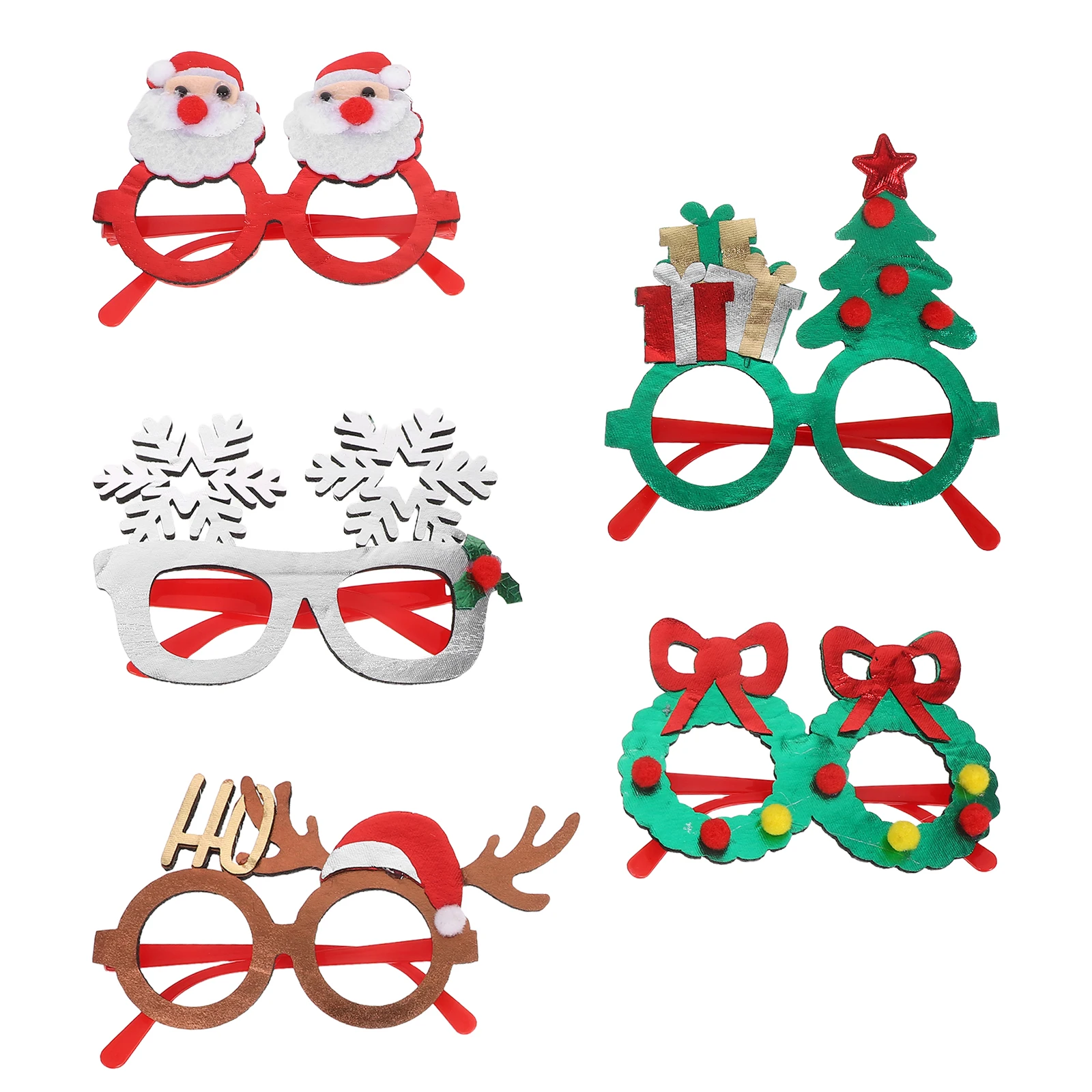 

5 Pcs Christmas Decoration Glasses Costume Eyeglasses Party Favors Frames Supplies Photo