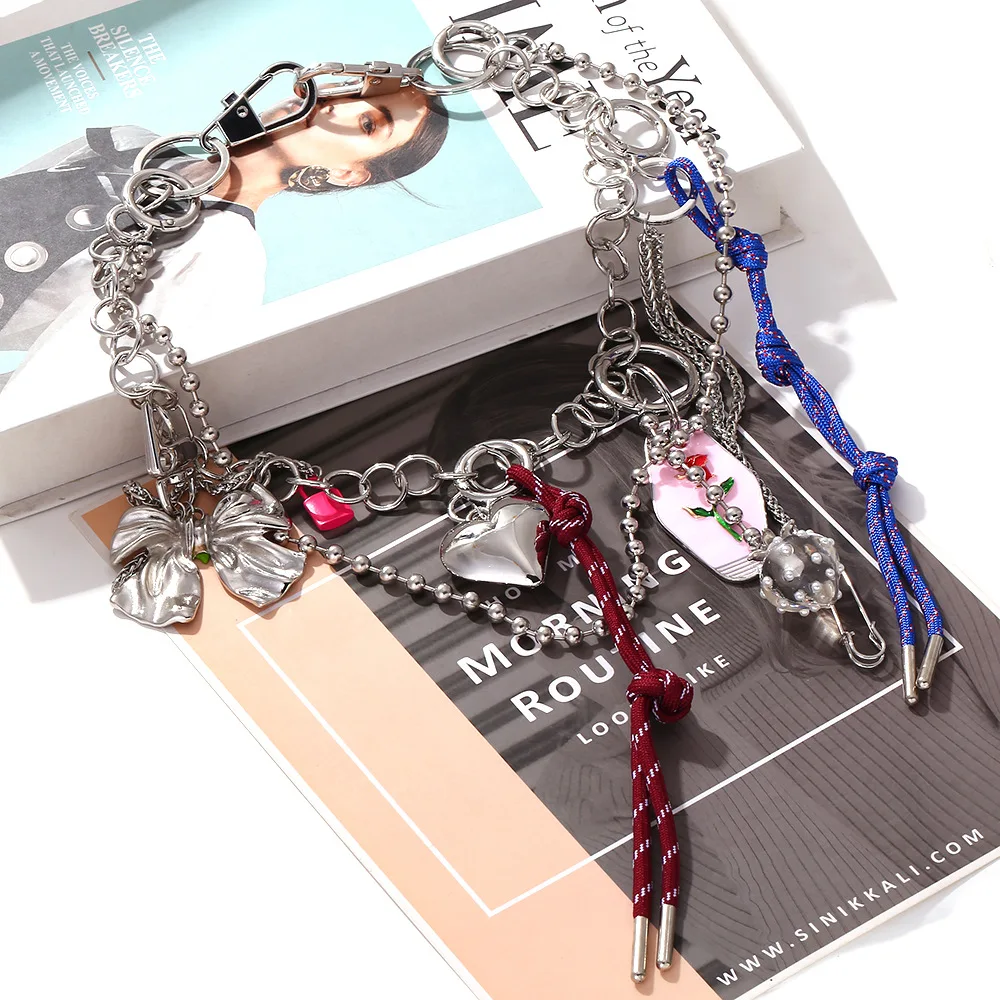 Zaa-ハート型のペンダントネックレス,誇張された多層スプライス