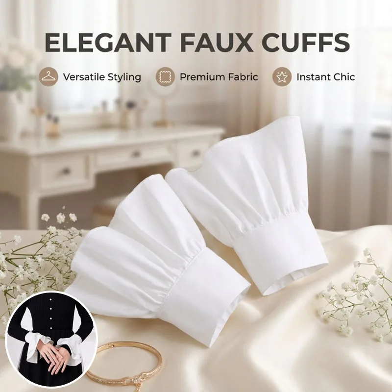 Stylish Ruffle Trim Faux Cuff Sleeve Accessory, Perfect for Enhancing the Overall Style of Tops, Shirts, and Evening Gowns.