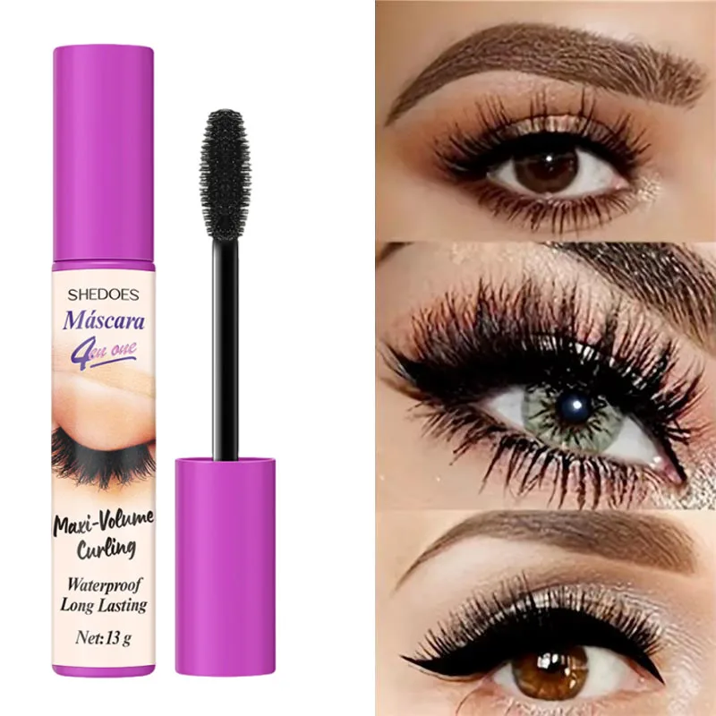 Wasserfeste Wimperntusche für längere Wimpern, Damen-Make-up, wasserfeste Wimperntusche, schwarze Seidenfaser-Wimperntusche, koreanische Kosmetik, neu