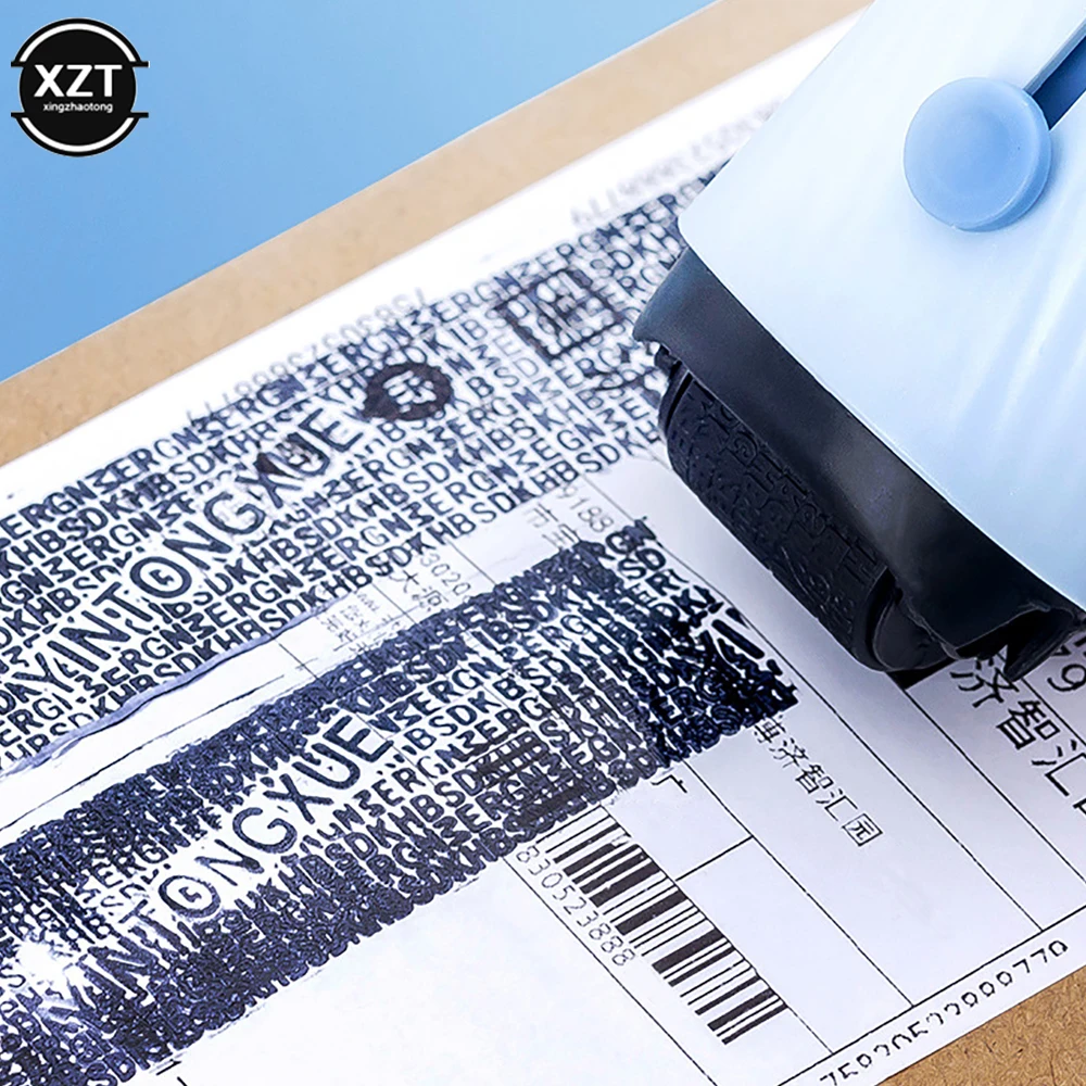 Mini Theft Protection Roller Stamp & Paper Knife Cutter Express Box Knife 2 In 1for Privacy Confidential Data Theft Protect