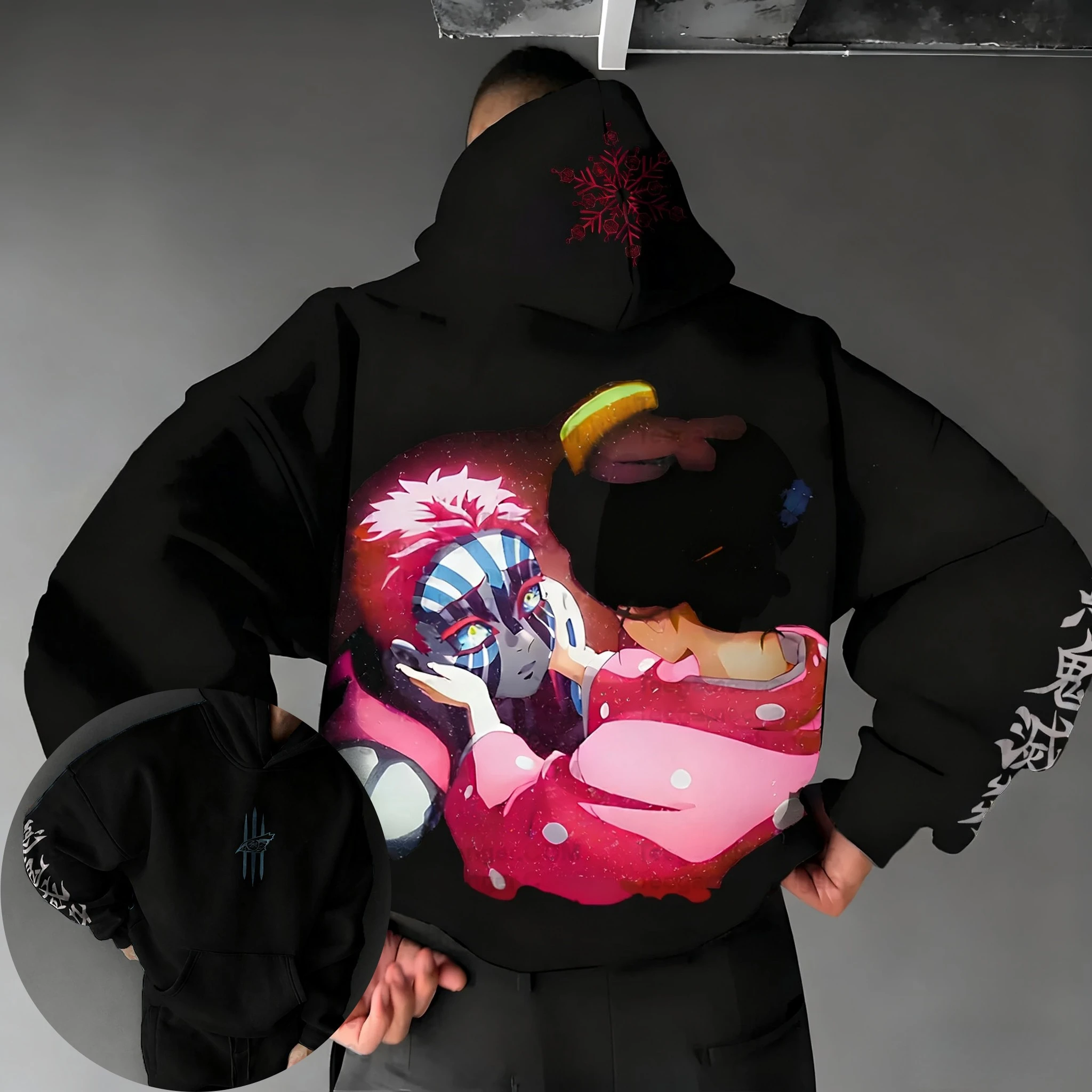 

Мужские и женские толстовки Demon Slayer, весна/лето 2026, новинка в стиле Харадзюку с принтом аниме Y2K, повседневный свободный универсальный топ для родителей и детей