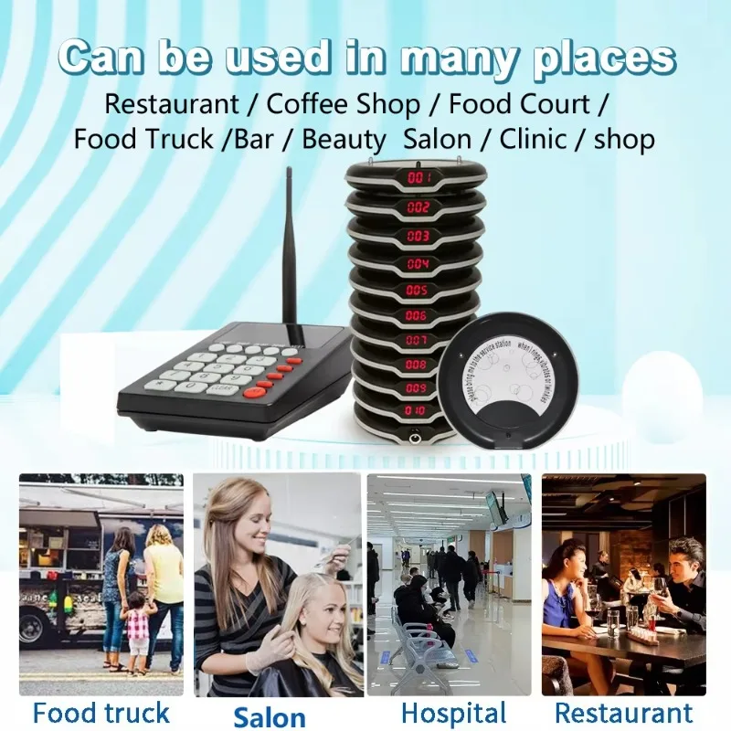 Hot Selling Restaurant Wireless Table Guest Food Buzzer Queue Calling Paging System Customer Calling Pager System