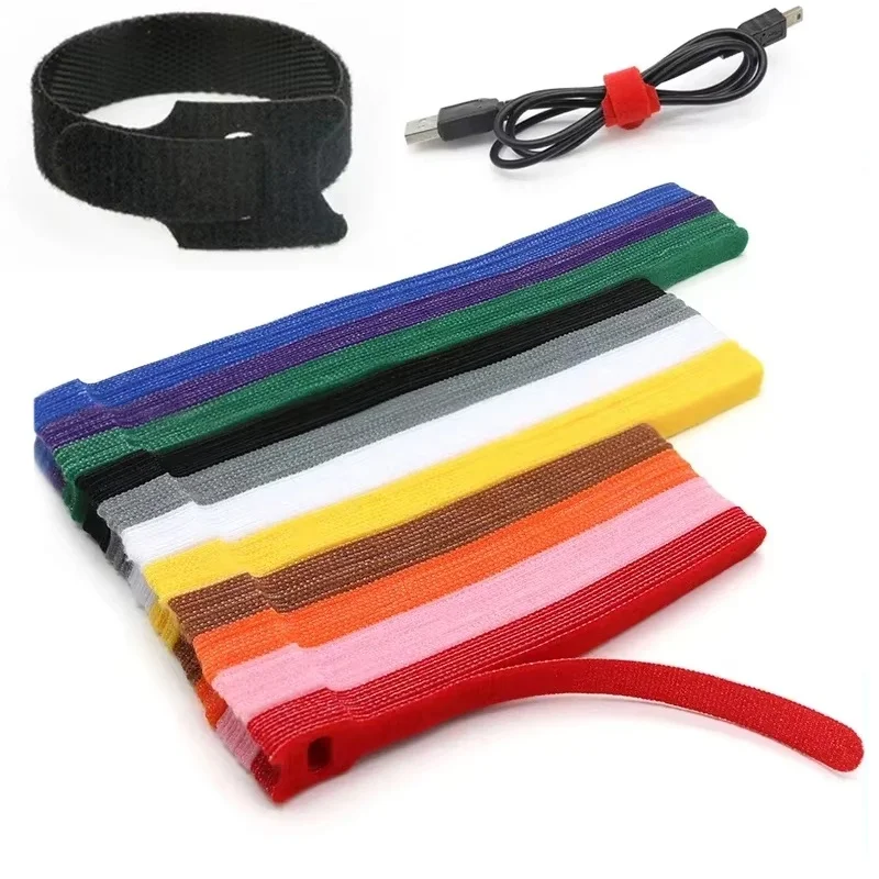 10-50PCS Colorful Releasable Cable Ties Wire Organizer Reusable Nylon Hook Loop Straps Wrap Zip Bundle Tie Plastics Fastening