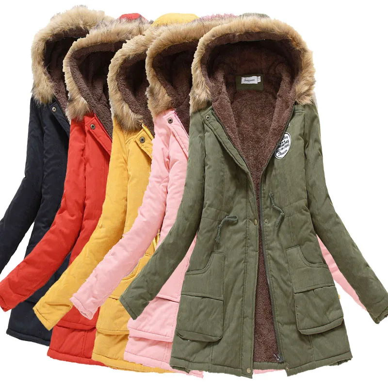 Winter Hood Parkas for Women 2024 Warm Plus Velvet Parka Zipper Jacket with Invierno Coats Mujer Jackets Top Large Size XL 3XL