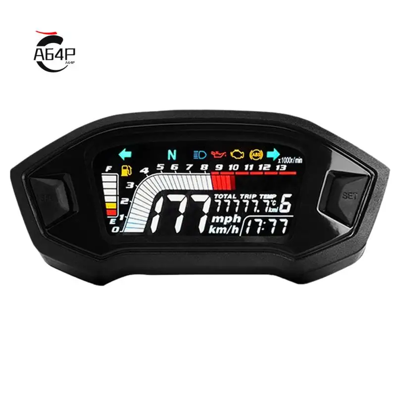 

A64P-Universal Motorcycle LCD Digital Speedometer 13000RPM Backlight Digital Odemeter Tachometer For 1,2,4 Cylinder