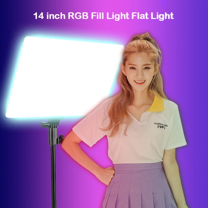 

RGB Led Video Light Panel Photography Lighting 10'' 14'' Fill Lamp With Remote Control Tripod For Youtube Shoot Live Streaming