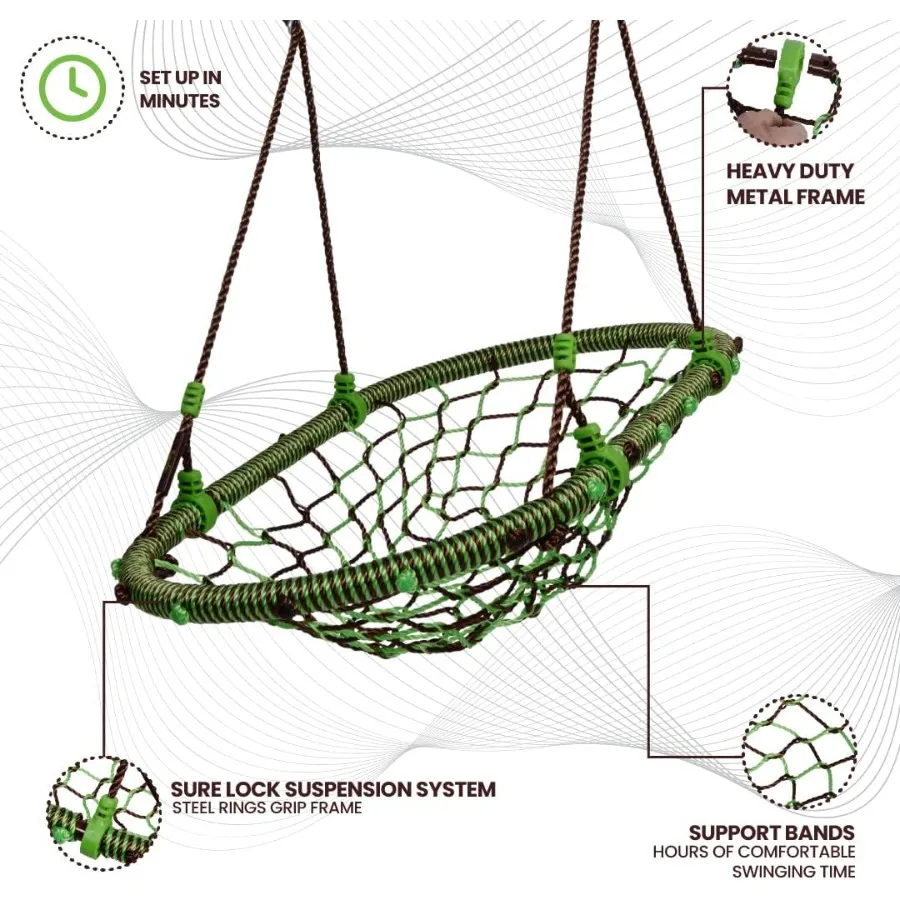 Swurfer Tree Swing เก้าอี้แกว่งกลางแจ้งสําหรับผู้ใหญ่ทนต่อสภาพอากาศ Heavy Duty กรอบโลหะหลายตําแหน่งอายุ 4 Up ถือ 200lb