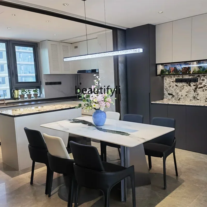 

A26 Natural marble dining table rectangular minimalist household dining table high-end luxury stone dining table a16