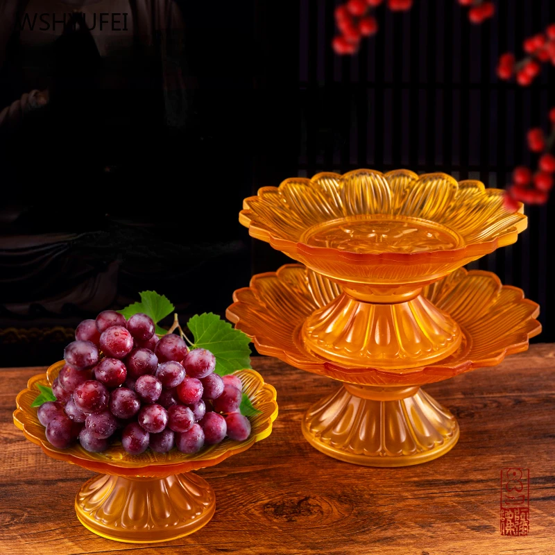 glass Supply tray Buddhist temple supplies Temple Sacrifice living room decoration Daily gift giving pray for auspiciousness