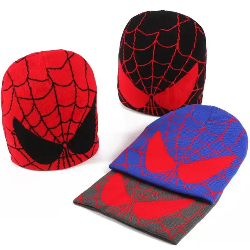 Gorro de punto bordado Kawaii Spider Man para hombres y mujeres, gorro de punto cálido Universal para invierno y otoño, gorros de lana suave, gorros de regalo