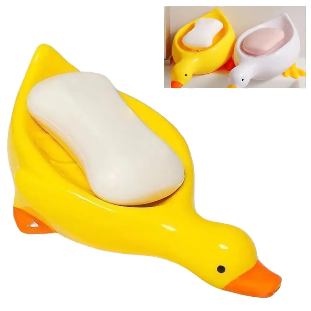 Soap Tray Self-draining Soap Rack Cute Duck-shaped Creative Rack for Shower Bathroom Kitchen Tub Sink Tray Bracket Bathroom