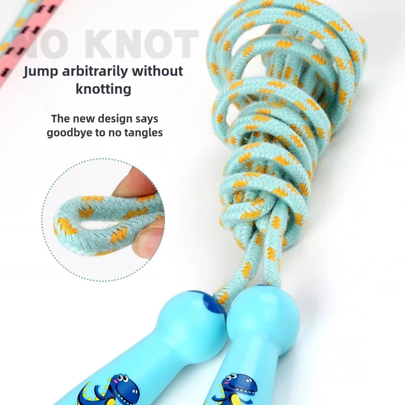 เด็กปรับผ้าฝ้ายกระโดดเชือกกีฬาฟิตเนสน่ารักการ์ตูนข้ามจับ Fillet Design กีฬากลางแจ้งของเล่น