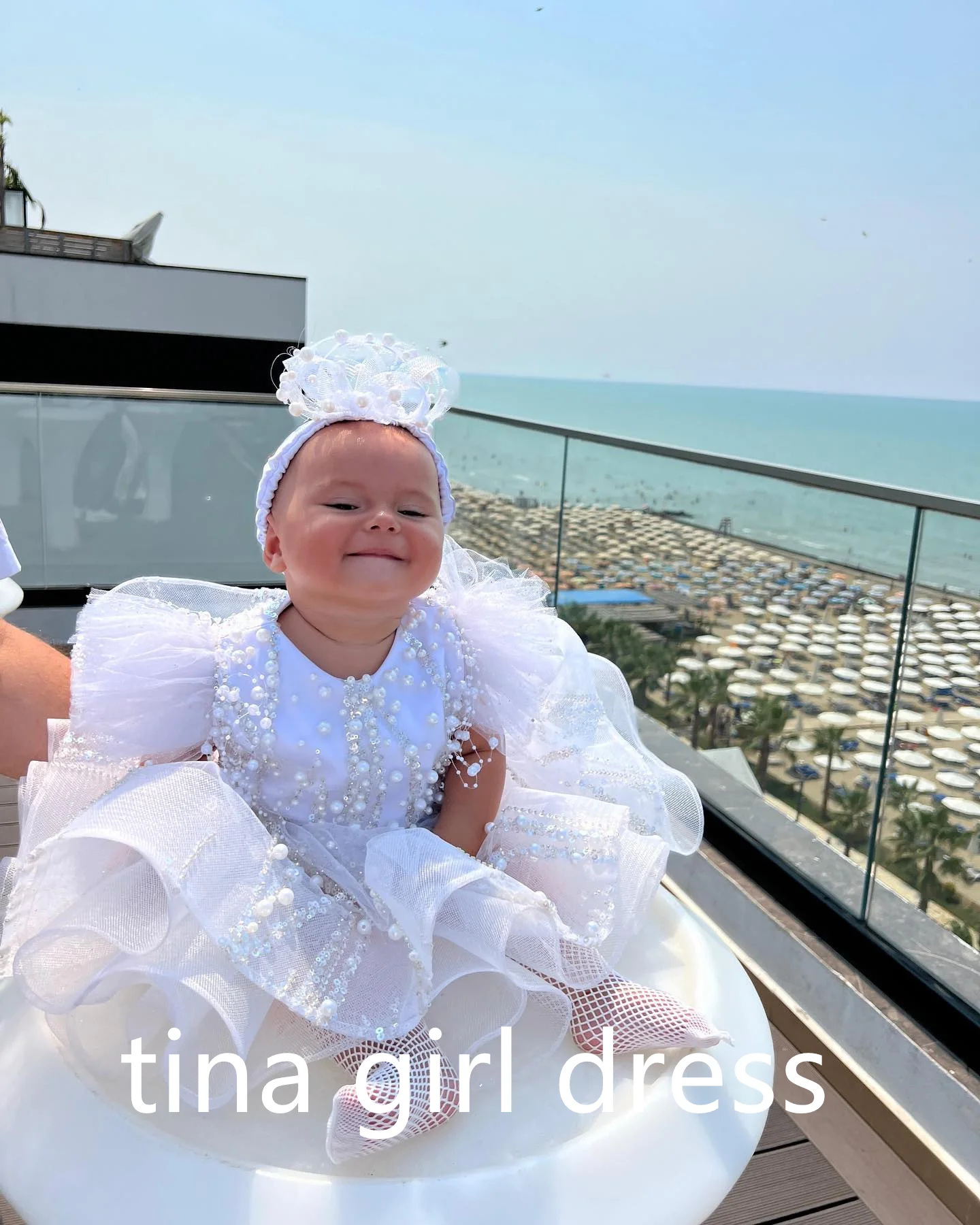 Toddler Girl Tulle Party Dress - Princess White Flower Girl Dresses for
