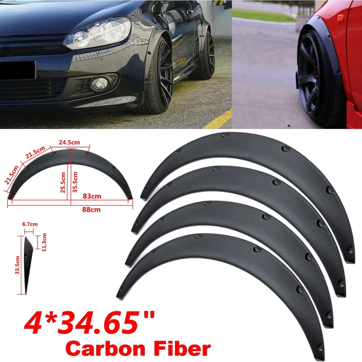 Carbon Fiber Universal Car Body Fender Flares Extension Wide Wheel Arches Mudguards for BMW for Benz for Audi for Golf