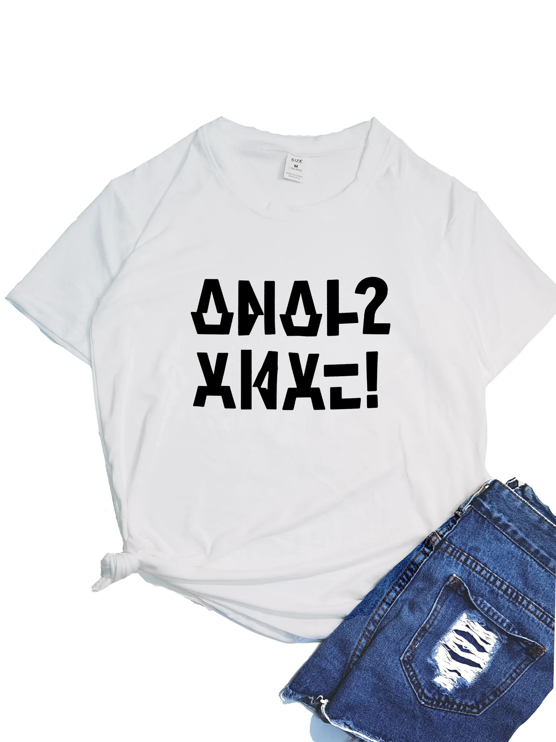 Funny Letter Women T Shirt 2022 Summer Round Neck Y2K Funny Cartoon T-shirt Graphic Streetwear