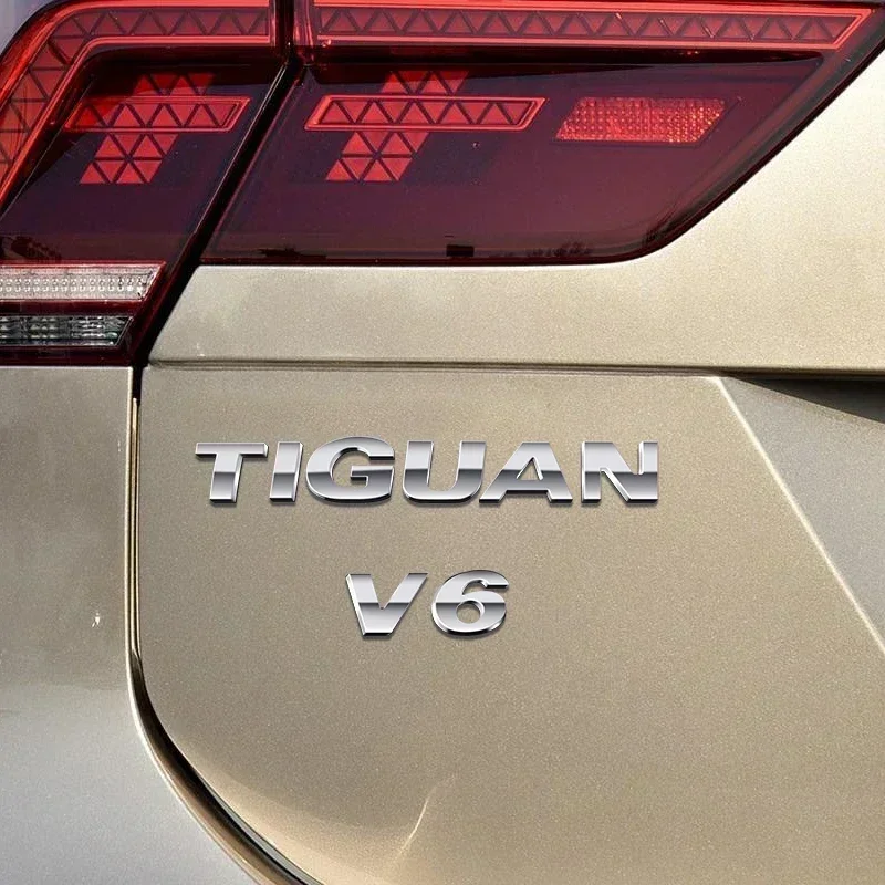 1pcs Chrome 3D ABS TIGUAN TSI TDI V6 V8 Letters Car Rear Tail Trunk Body Side Fender Badge Logo Emblem Labeling Auto Accessories