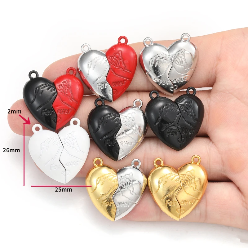 3 Sets Love Heart Magnetic Clasps Connectors Pendant for Jewelry Making DIY Couple Charms Necklaces Accessories 25*26mm W325