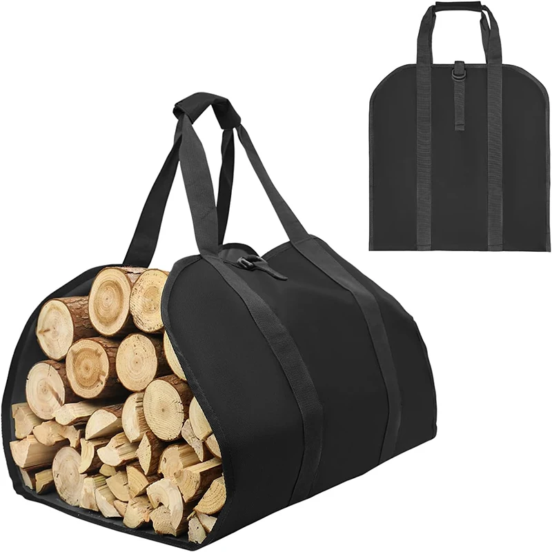 Canvas Firewood Carrier Waterproof Large Capacity Foldable Wood Carrier with Handles for Fireplaces Wood Stoves Firewood Camp