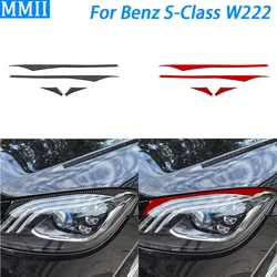 For Mercedes-Benz S-class w222 2013-2020 Carbon Fiber Front Headlight Eyebrow Panel Cover Car Decoration Accessories Sticker