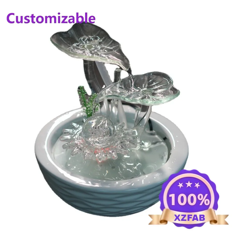 Factory Direct 2026 Modern Glass Tabletop Flowing Water Fountain Feng Shui Wheel For Living Room Grand Opening Gift Wealth Attra