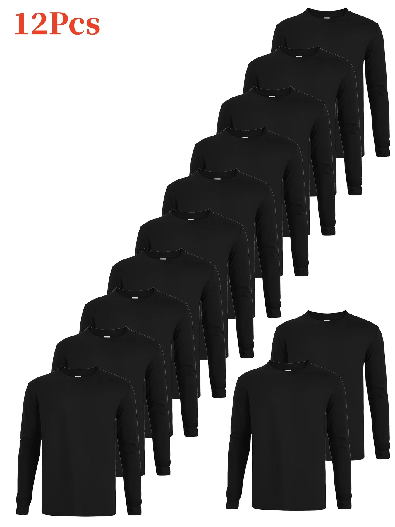 

12 piece men's quick drying long sleeved breathable round neck sports T-shirt fitness training warm jacket