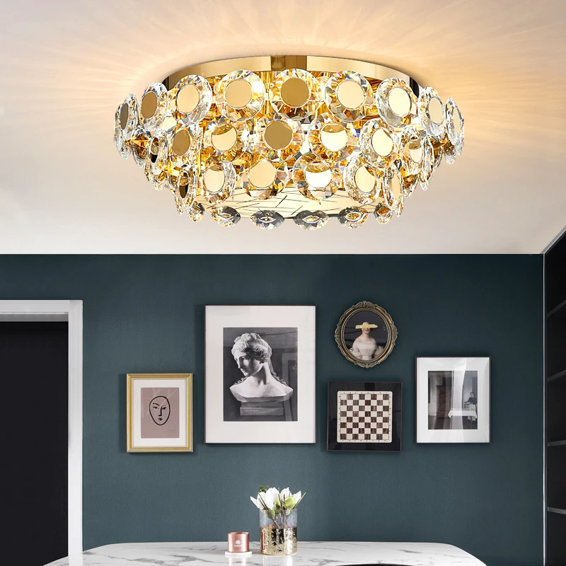 Modern Led Crystal Chandelier Luxury Gold Lustres Round Cristal Lamp For Living Room Bedroom Creative Home Decor Ceiling Light